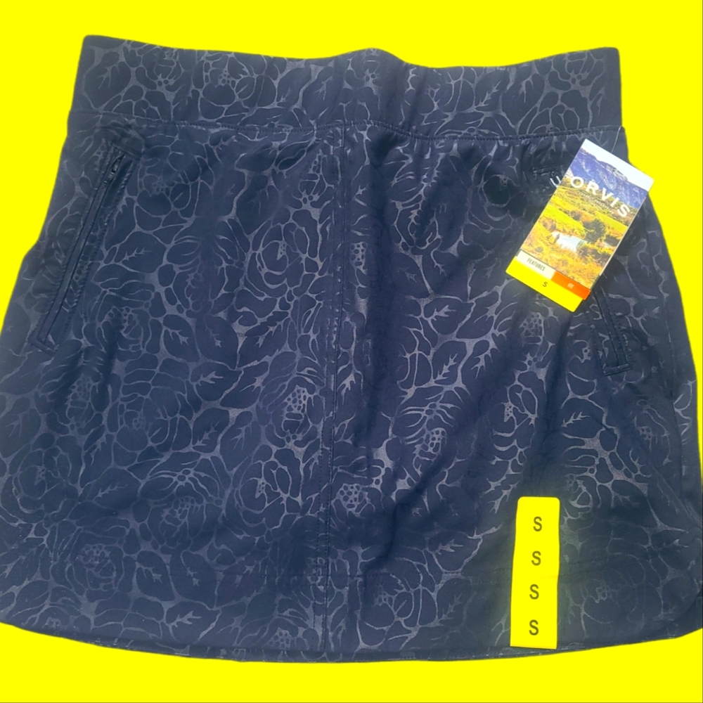 NWT ORVIS Women's Embossed Pull-On Travel Skort Black, Size Small